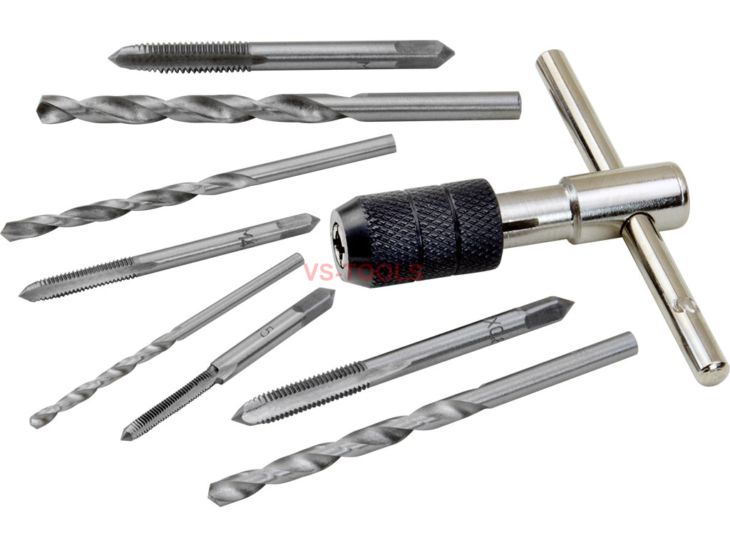 9Pcs Hand Tap Set Screw Thread Taps TWrench Reamer M3M6